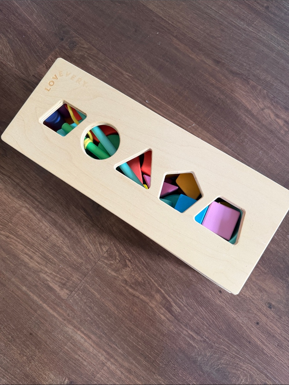 Wooden Shape Sorter with Bright Multicolor Blocks